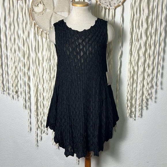 Pepa Pombo Black Knit Tunic Top Mini Dress With Pockets NWT M - Picture 1 of 13